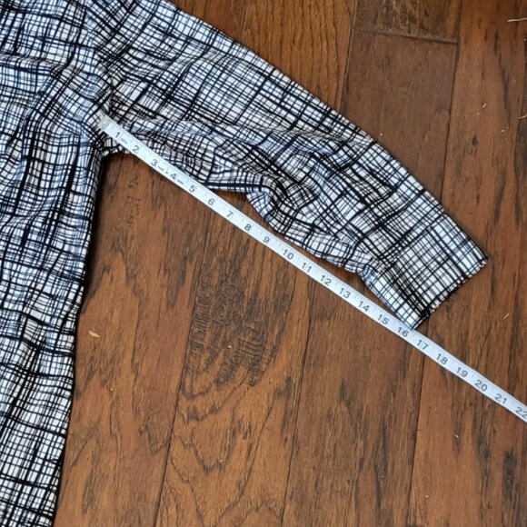 Croft & Barrow Plaid Dress Shirt Long Sleeve Top Plus Size 2x Black and White - Picture 8 of 10
